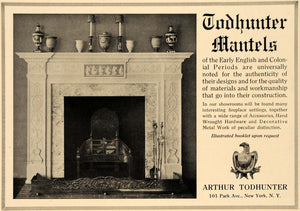1918 Ad Arthur Todhunter Eng. Colonial Period Mantels - ORIGINAL ADVERTISING GF2