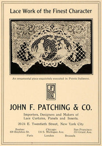 1918 Ad John F. Patching Pointe Italienne Lace Ornament - ORIGINAL GF2