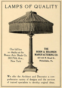 1919 Ad Beaux Arts Shade Horn Brannen Decorative Lamps - ORIGINAL GF2