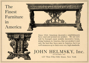 1918 Ad John Helmsky Furniture Home Decoration Design - ORIGINAL ADVERTISING GF2