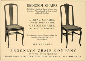 1918 Ad Brooklyn Chair Co. Bedroom Chairs Furniture - ORIGINAL ADVERTISING GF2