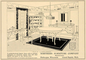 1918 Ad Northern Furniture Queen Anne Dining Room Decor - ORIGINAL GF2