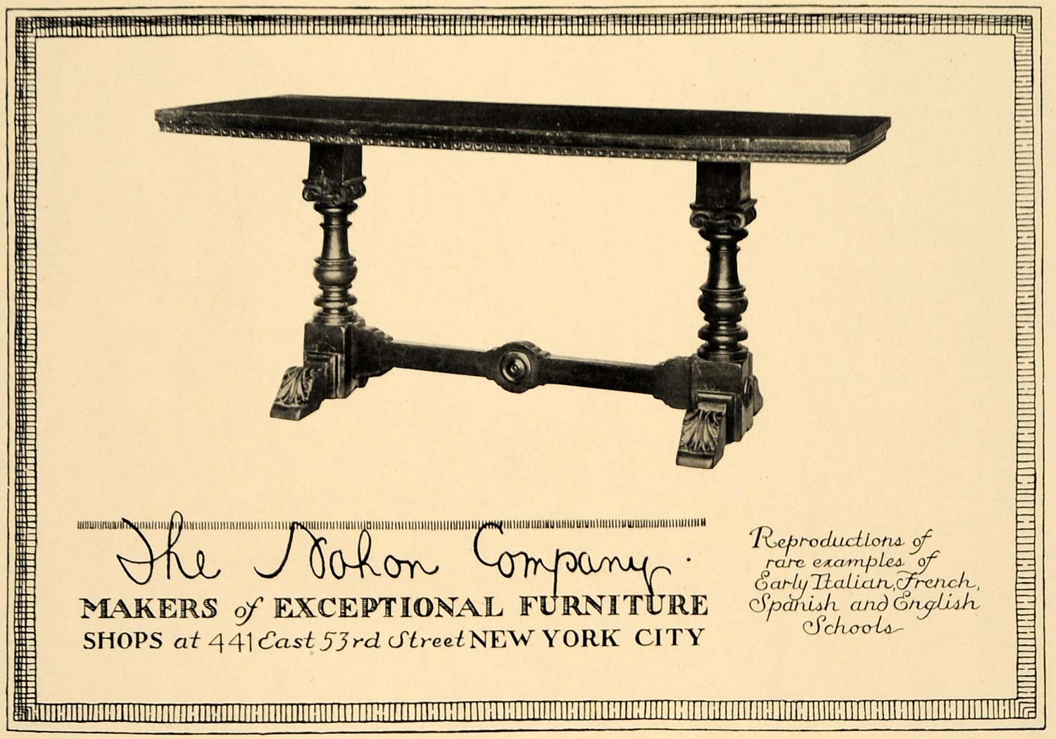 1918 Ad Nahon Furniture Early Italian Spanish Antiques - ORIGINAL GF2