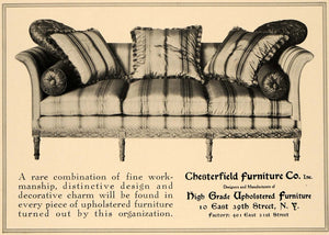 1918 Ad Chesterfield Furniture Co. Upholstered Sofa - ORIGINAL ADVERTISING GF2
