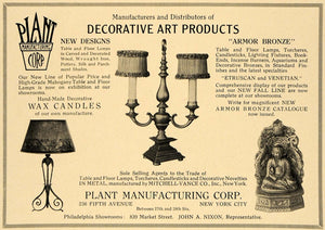 1920 Ad Plant Mfg Decorative Art Wax Candles Lamps etc - ORIGINAL GF2