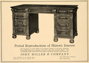 1918 Ad John Miller Period Reproduction Furniture Desk - ORIGINAL GF2