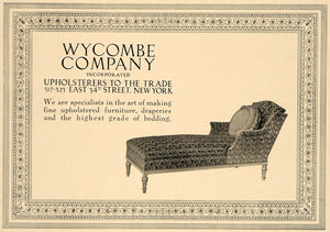 1918 Ad Wycombe Co. Upholstered Chaise Longue Decor - ORIGINAL ADVERTISING GF2