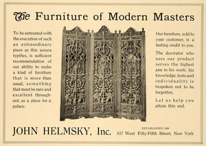 1919 Ad John Helmsky Inc. Furniture Panel Screens Decor - ORIGINAL GF2