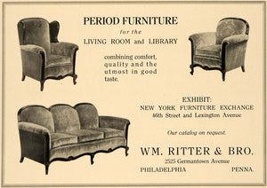 1918 Ad WM Ritter & Bro. Period Furniture Sofa Chairs - ORIGINAL ADVERTISING GF2