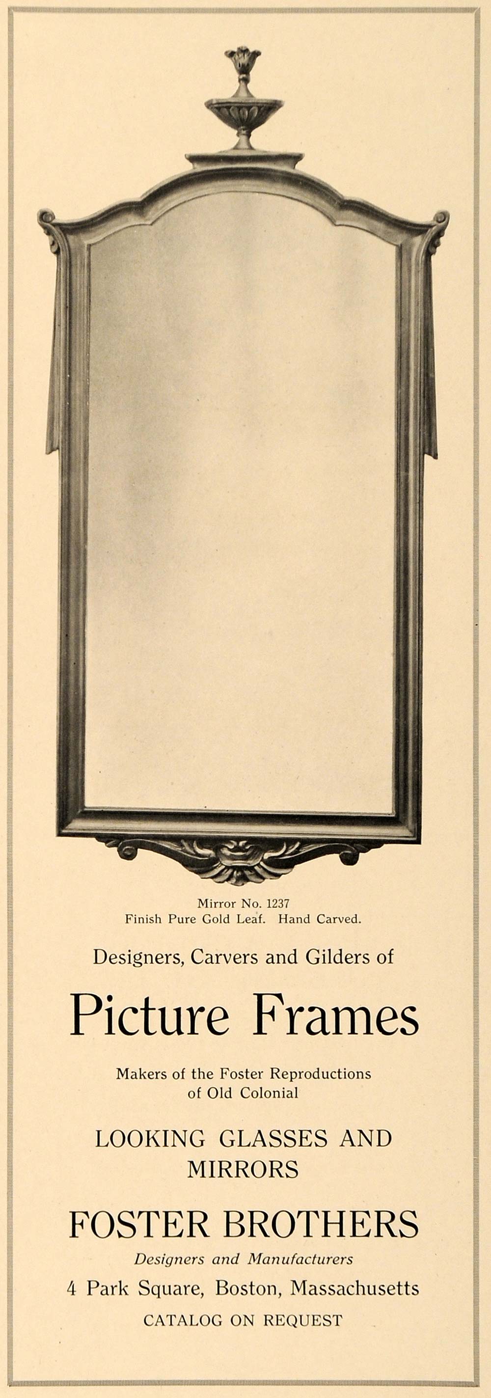 1918 Ad Foster Brothers Picture Frames Mirror No.1237 - ORIGINAL ADVERTISING GF2