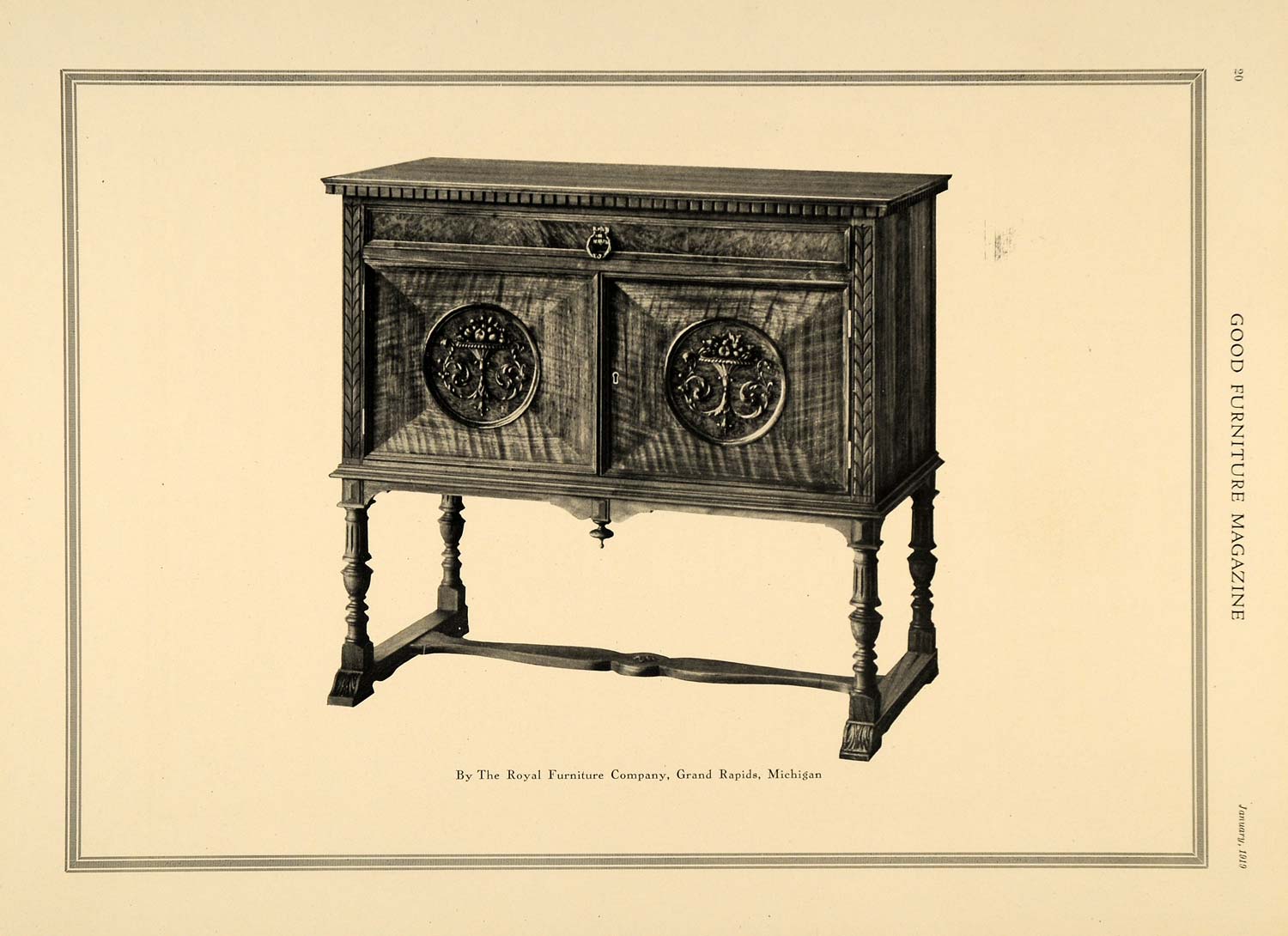 1919 Print Chest Cabinet Royal Furniture Company Table ORIGINAL HISTORIC GF3