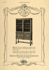 1916 Ad China Cabinet Grand Rapids Chair Company Decor - ORIGINAL GF3