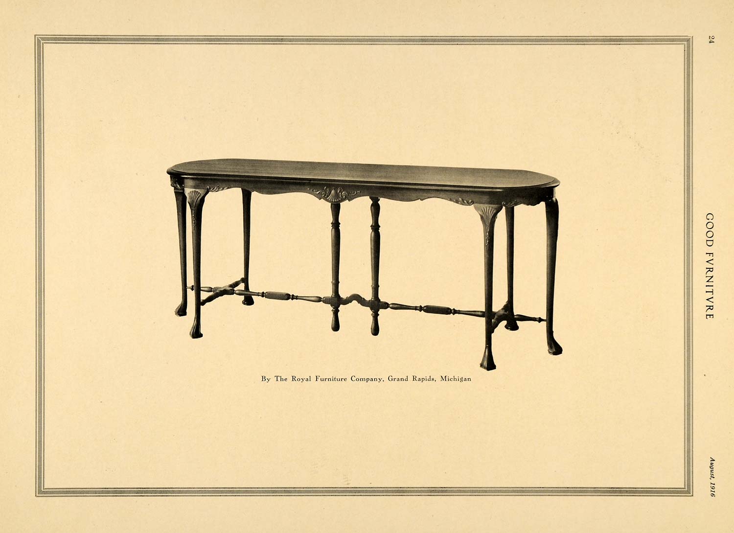1916 Print Table Royal Furniture Company Grand Rapids ORIGINAL HISTORIC GF3