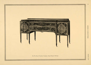 1917 Print Buffet Table Sideboard Royal Furniture Co. ORIGINAL HISTORIC GF3