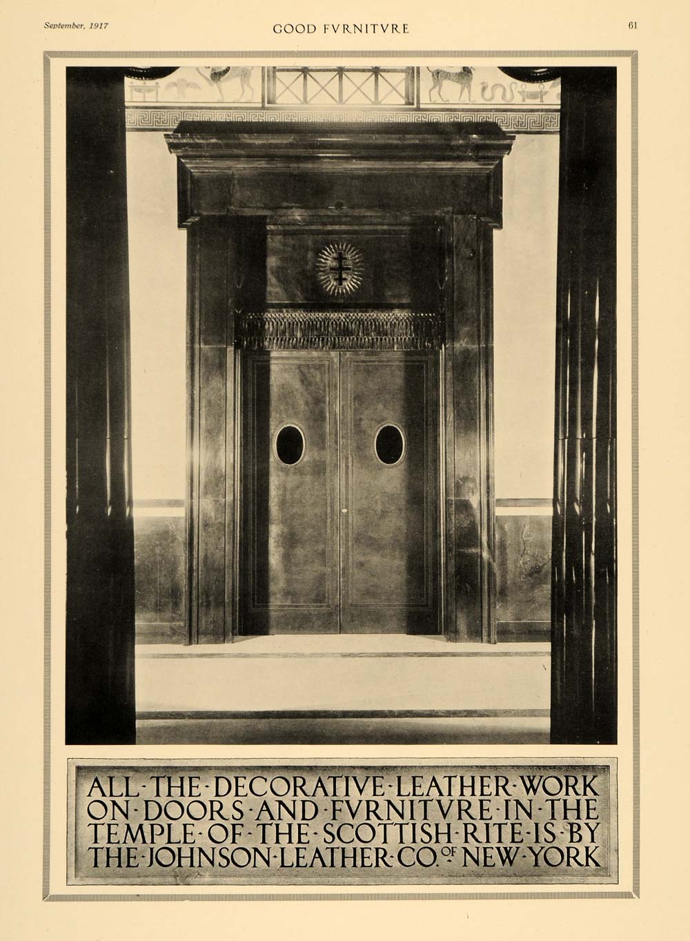 1917 Ad Johnson Leather Company Temple Scottish Rite - ORIGINAL ADVERTISING GF3