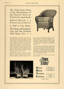 1917 Ad Interesting Story Boston Willow Furniture Co. - ORIGINAL ADVERTISING GF3 - Period Paper
