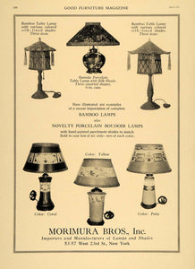 1921 Ad Morimura Bros. Bamboo Porcelain Boudoir Lamps - ORIGINAL ADVERTISING GF4