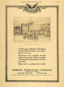 1921 Ad Phoenix Furniture Co. Dining Room Table Decor - ORIGINAL ADVERTISING GF4