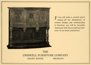 1921 Ad Criswell Furniture Co. Antique Cabinet Decor - ORIGINAL ADVERTISING GF4