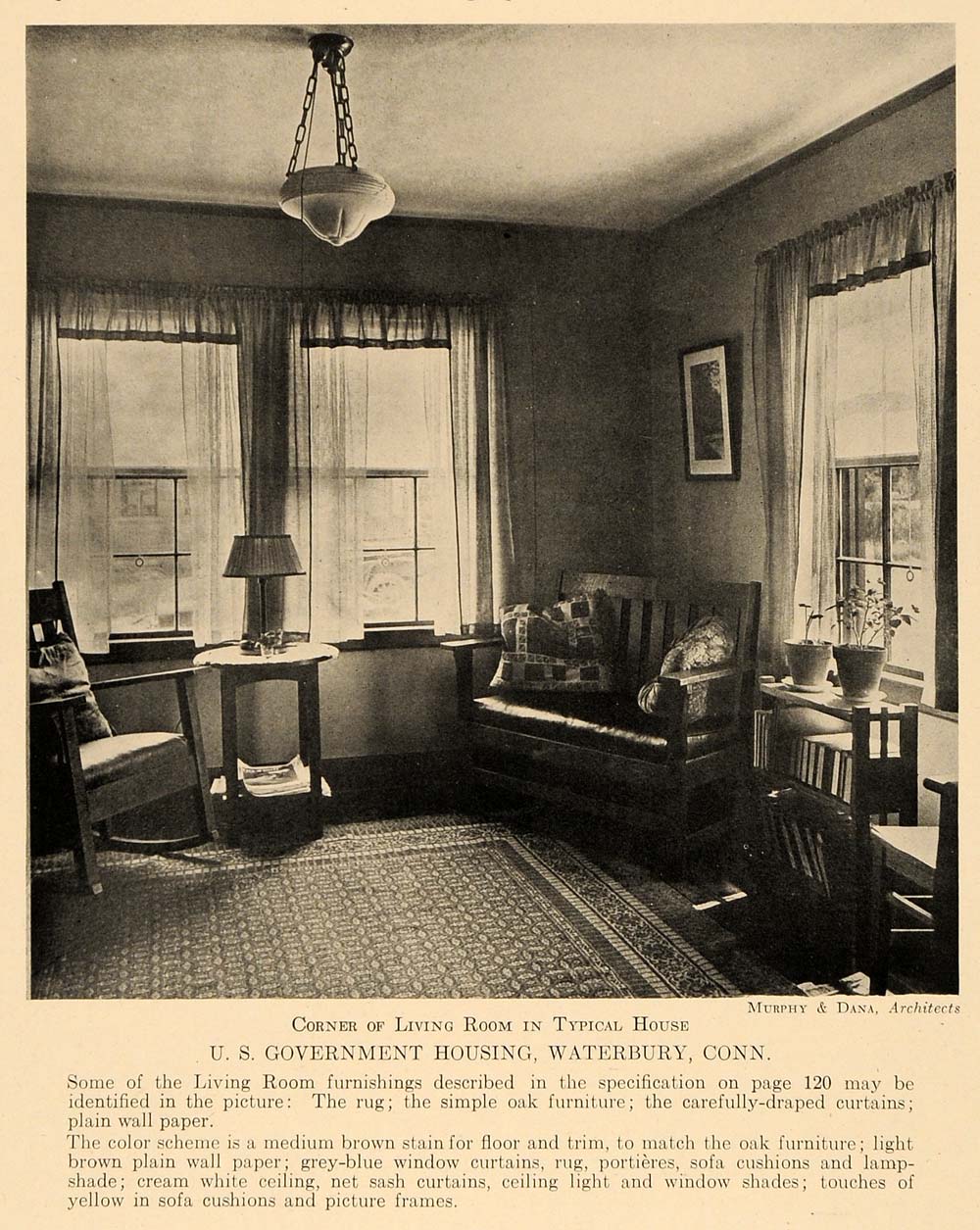 1919 Print U. S. Government Housing Murphy Dana Room - ORIGINAL HISTORIC GF4