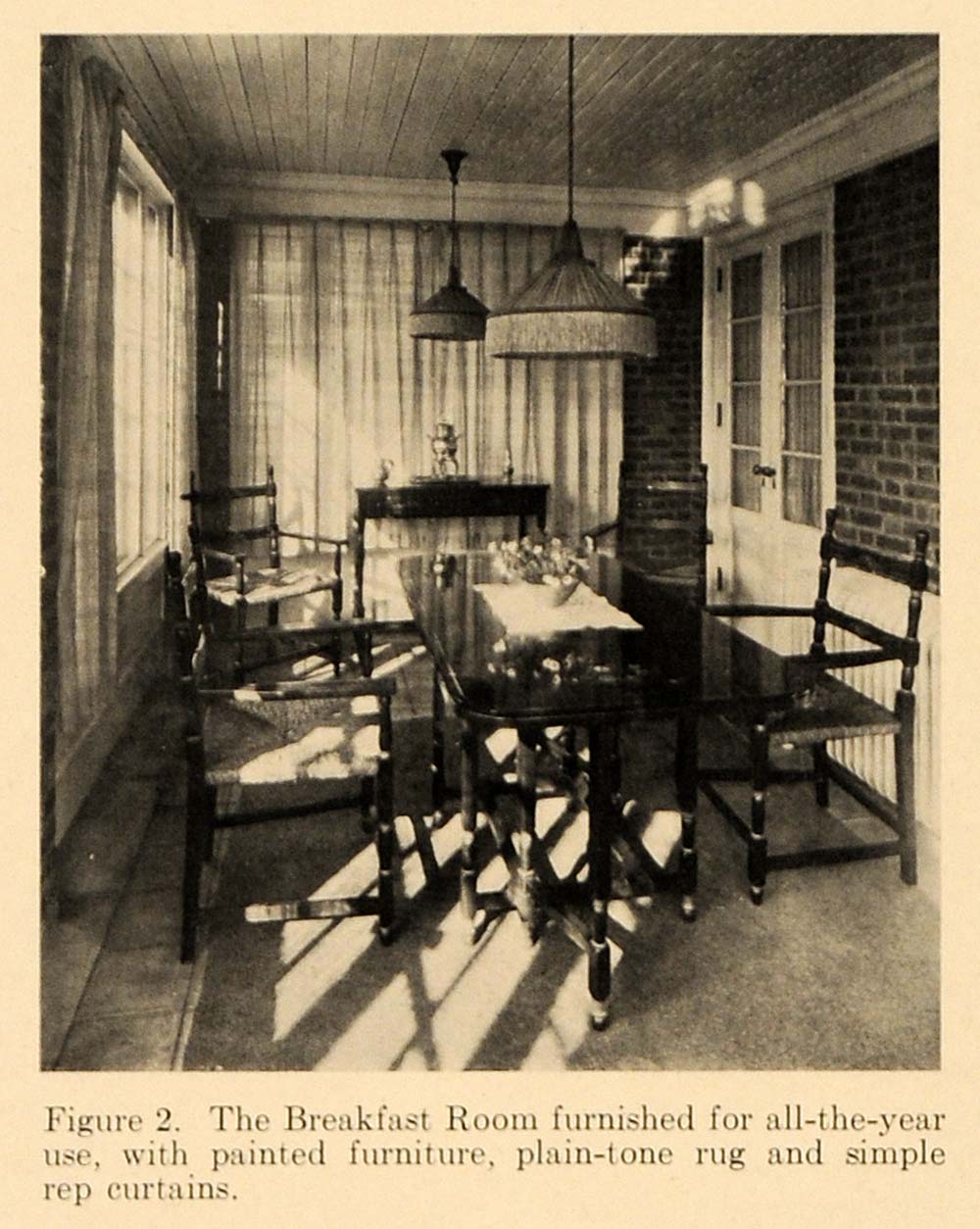 1919 Print Year-Round Breakfast Room Painted Furniture ORIGINAL HISTORIC GF4