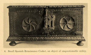 1919 Print Spanish Renaissance Casket Chest Furniture ORIGINAL HISTORIC GF4