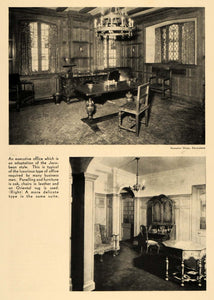1930 Print Jacobean Style Office Paneling Furniture - ORIGINAL HISTORIC GF4