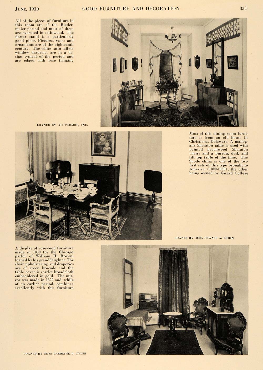 1930 Print Furniture Au Paradis Inc Girard College Deco ORIGINAL HISTORIC GF4