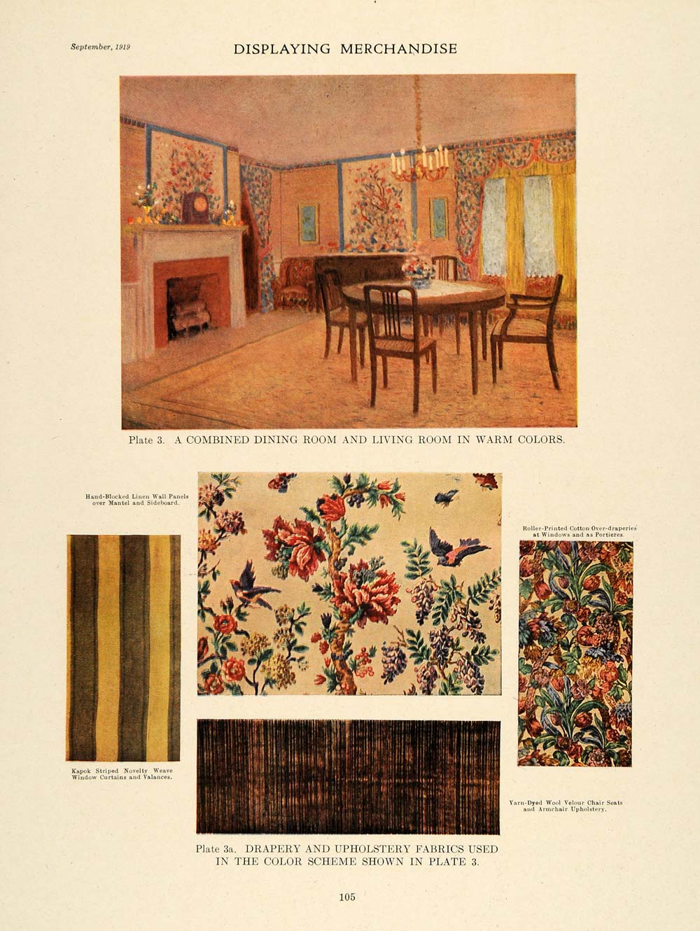 1919 Warm Color Scheme Combined Dining Living Rooms - ORIGINAL GF4