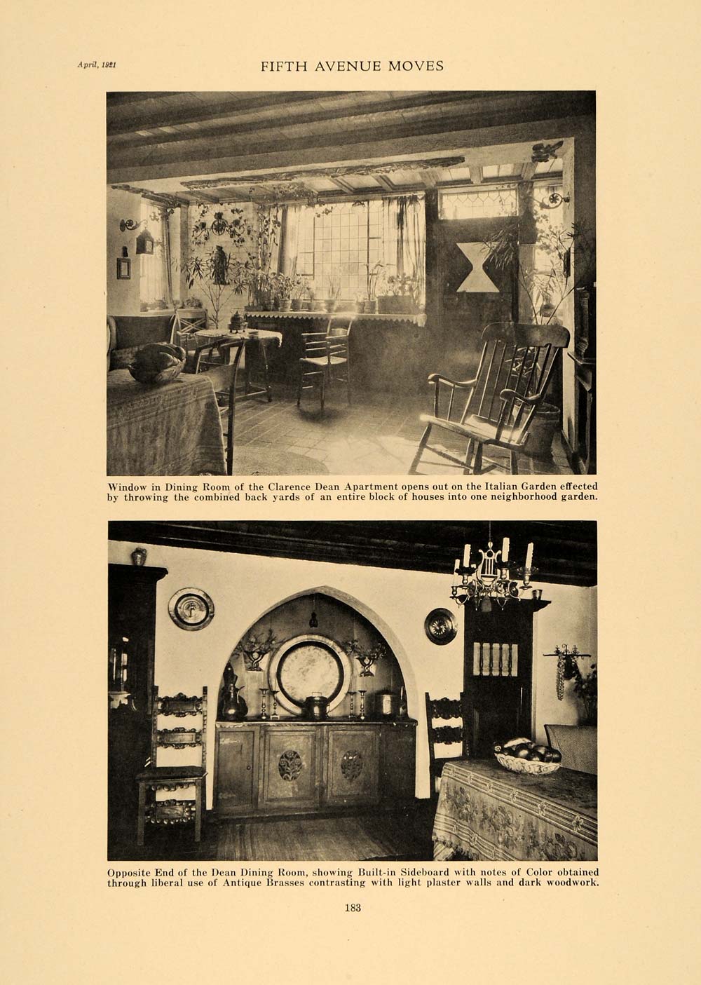 1921 Print Dining Room Furniture Clarence Dean Window - ORIGINAL HISTORIC GF4