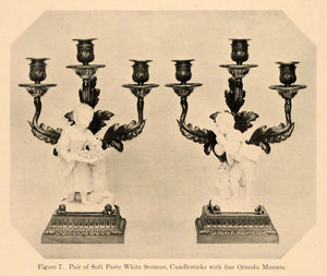 1919 Print Soft Paste White Sconces Ormolu Mounts Light ORIGINAL HISTORIC GF4