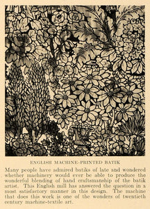 1920 Print English Machine Printed Batik Textile Art - ORIGINAL HISTORIC GF4