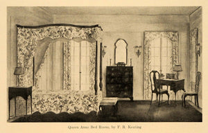 1920 Print Queen Anne Bed Room F. R. Keating English - ORIGINAL HISTORIC GF4
