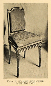 1920 Print Louis XVI Style Spanish Chair Upholstered - ORIGINAL HISTORIC GF4