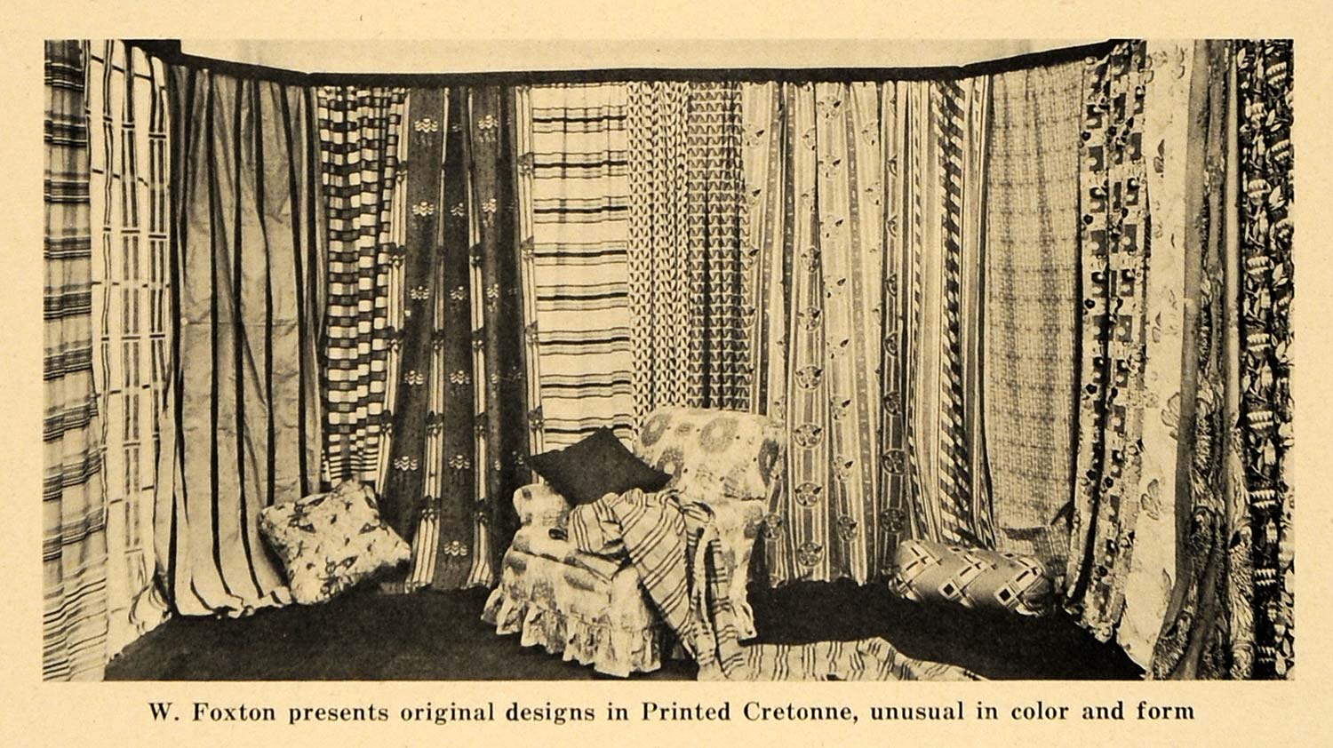 1920 Print W. Foxton Printed Cretonne Fabric Designs - ORIGINAL HISTORIC GF4