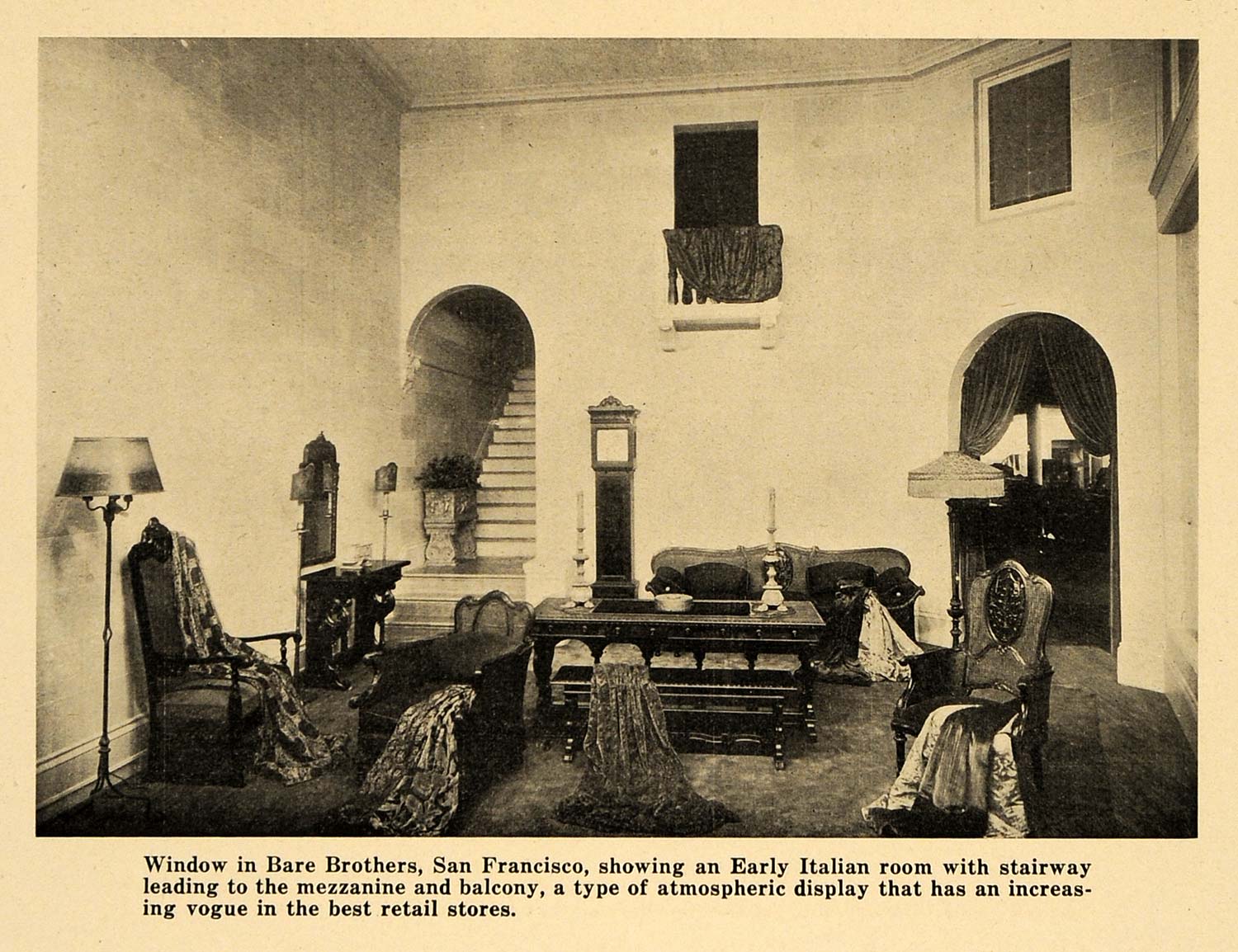 1920 Print Window Display Bare Brothers Italian Room - ORIGINAL HISTORIC GF4