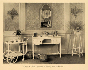 1920 Print Furniture Mirror Kettle Cart Hallway Decor - ORIGINAL HISTORIC GF4