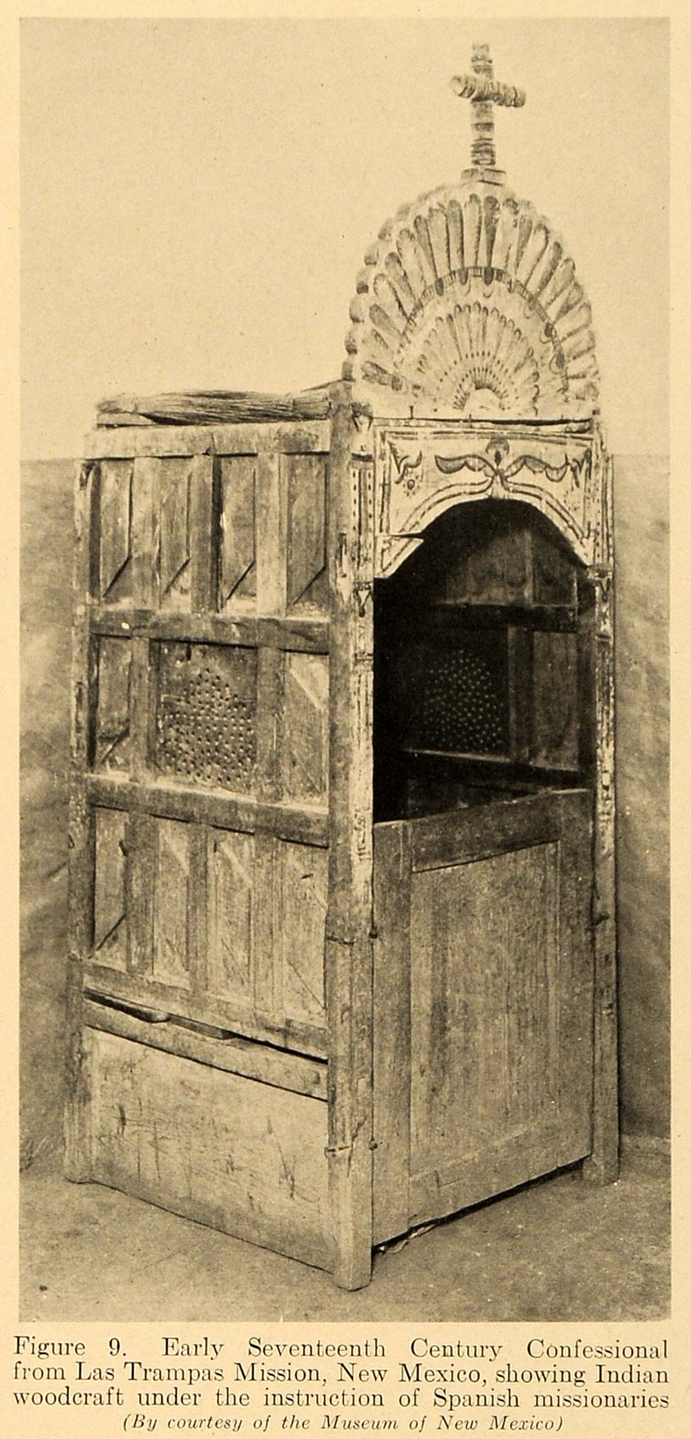1920 Print Confessional Las Trampas New Mexico Carving ORIGINAL HISTORIC GF4