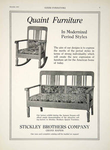 1915 Ad Stickley Brothers Arts & Crafts Quaint Furniture Rocking Chair Sofa GF5