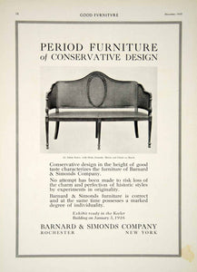 1915 Ad Vintage Adam Settee Sofa Barnard & Simonds Furniture Rochester NY GF5