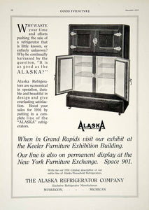 1915 Ad Vintage Alaska Refrigerator Antique Icebox Fridge Muskegon Michigan GF5