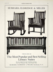 1916 Ad Vintage Library Suite Furniture Chair Sofa Hubbard Eldridge & Miller GF5