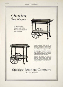 1916 Ad Vintage Stickley Brothers Quaint Tea Wagon Cart Serving Furniture GF5