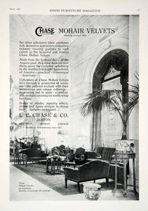 1918 Ad Chase Mohair Velvet Upholstery Fabric Hotel Statler St. Louis Lobby GF5