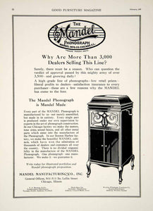 1920 Ad Vintage Mandel Phonograph Cabinet Record Player Trademark Antique GF5