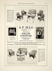 1921 Ad Vintage Woven Willow Summer Porch Furniture S. P. Sulo Rahway NJ GF5