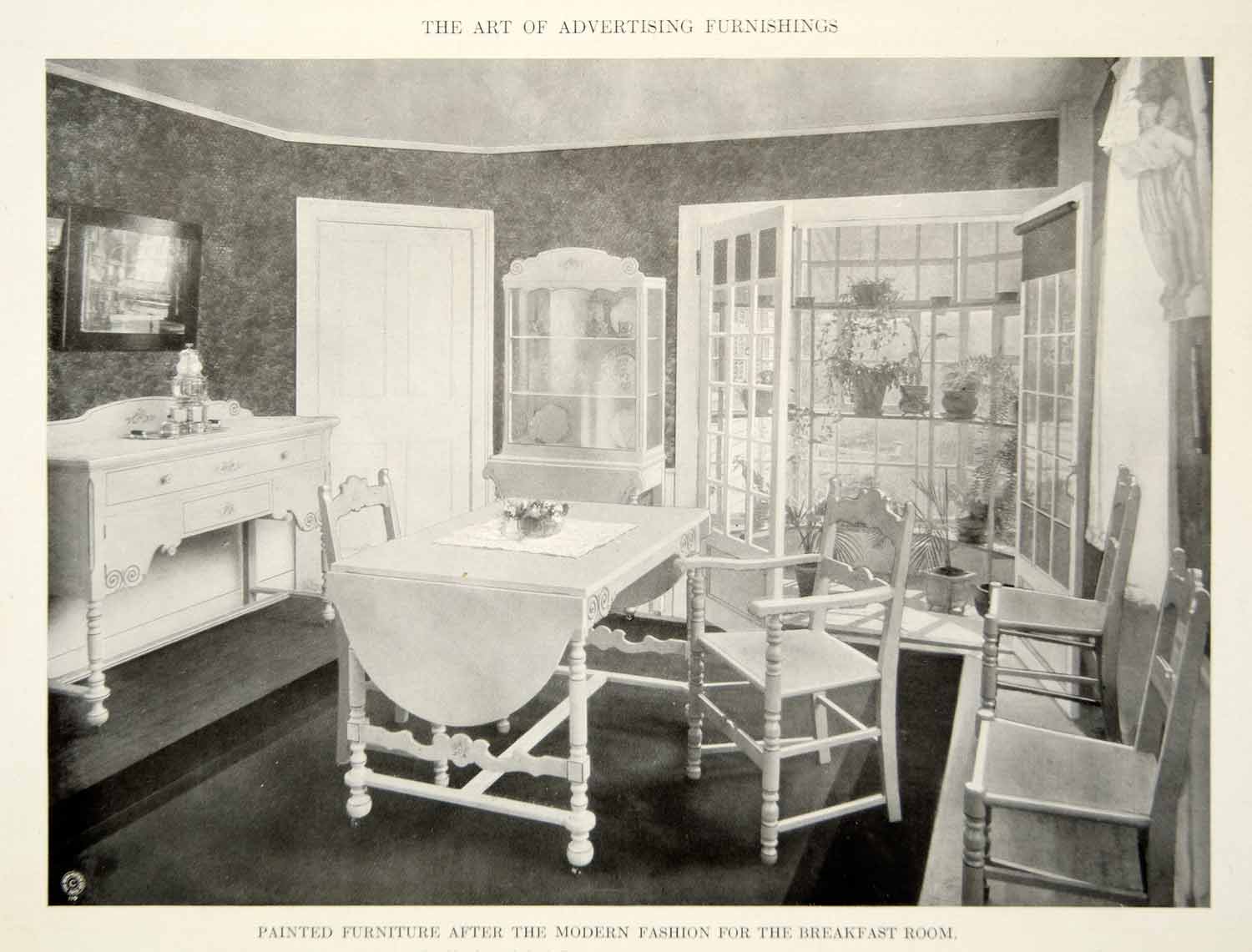 1915 Print Vintage Breakfast Room Painted Furniture Interior Design Decor GF5