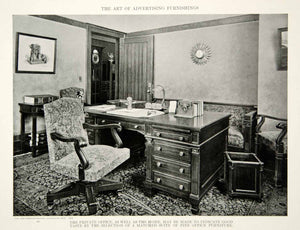 1916 Print Business Office Furniture Desk Chair Sofa Interior Design Decor GF5