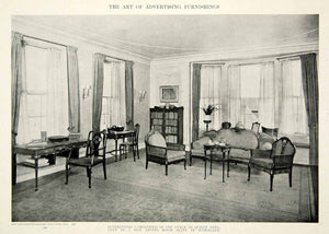 1917 Print Living Room Furniture Queen Anne Style Sofa Interior Design Decor GF5