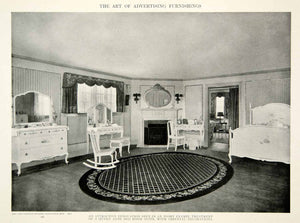 1917 Print Bedroom Furniture Queen Anne Style Bed Dresser Interior Design GF5